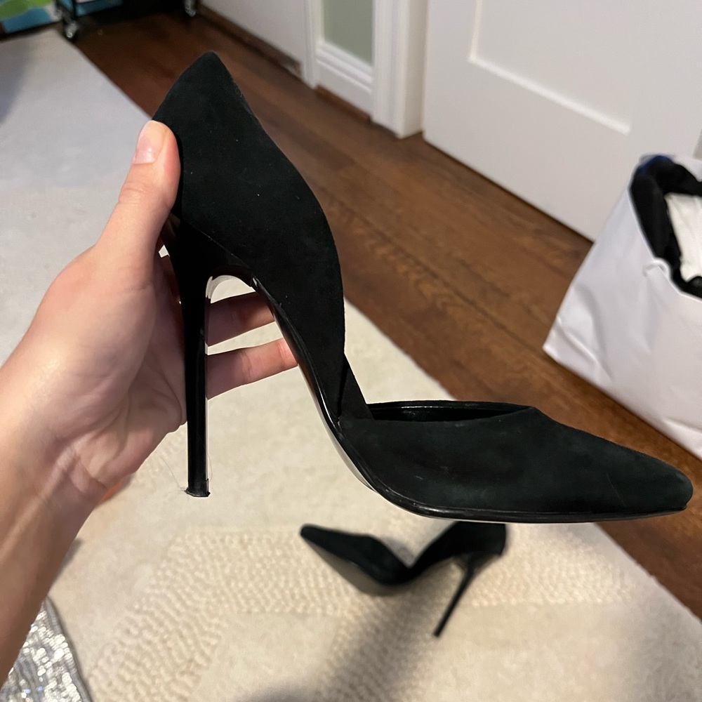 steve madden black suede heels